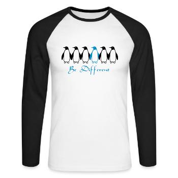 Be Different - T-shirt baseball manches longues Homme - blanc/noir - Devant - Nik (191cm)