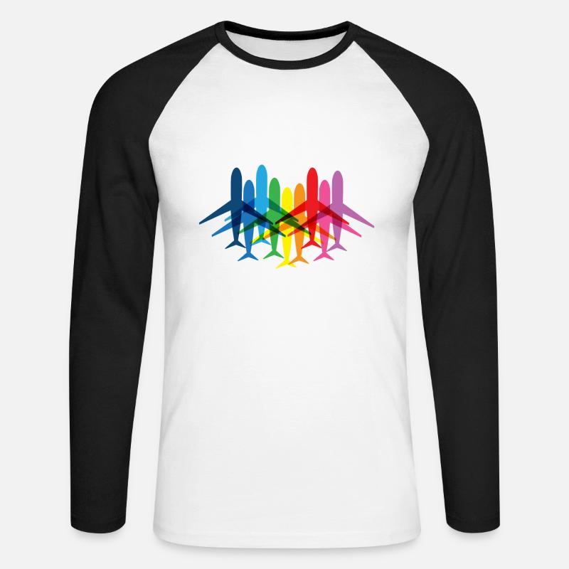 Pilot Flugzeug Geschenk-Idee - Unisex Baseballshirt langarm - Weiß/Schwarz