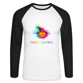 Halloween Cukierek albo psikus gift idea - Unisex Long Sleeve Baseball T-Shirt - white/black - Front - Nik (191cm)