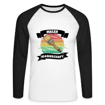 Maler Mannschaft - Unisex Baseballshirt langarm - Weiß/Schwarz - Vorne - Nik (191cm)