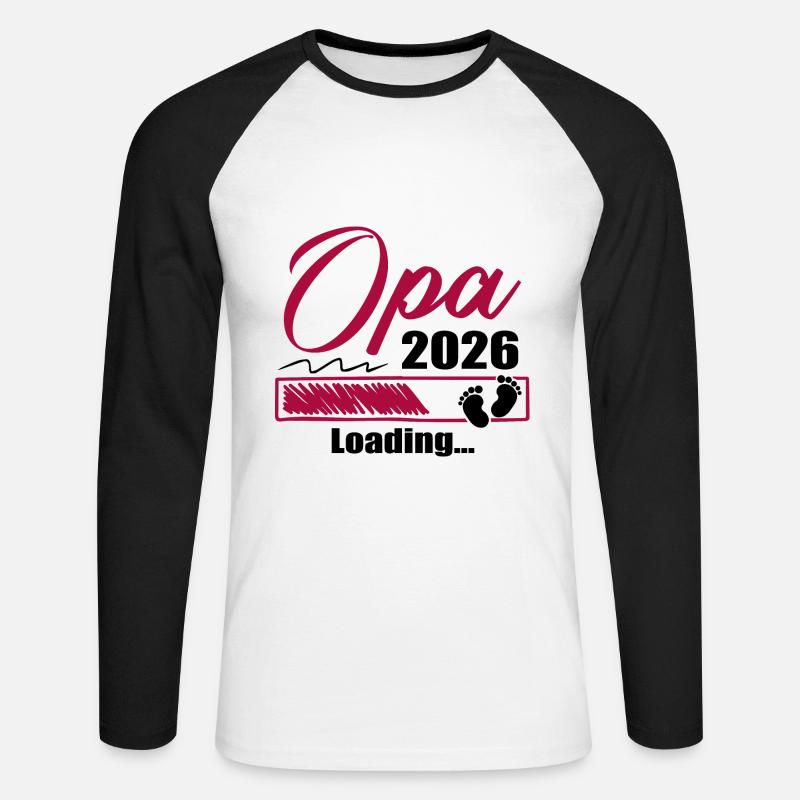 Werdender Opa 2026 Opa loading Geschenk Männer - Unisex Baseballshirt langarm - Weiß/Schwarz