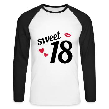Sweet 18 (hearts, lips) - Unisex Long Sleeve Baseball T-Shirt - white/black - Front - Nik (191cm)