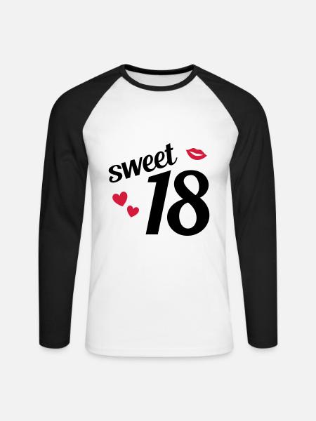 Sweet 18 (hearts, lips) - Unisex Long Sleeve Baseball T-Shirt - white/black