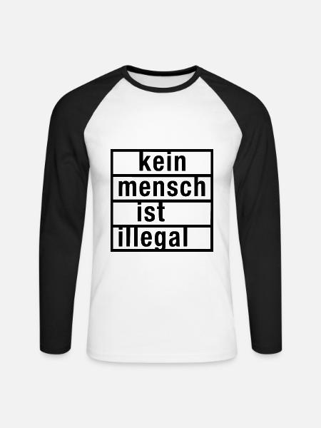 Kein mensch ist illegal - Unisex Baseballshirt langarm - Weiß/Schwarz