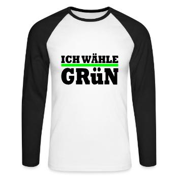 Ich wähle grün - Unisex Baseballshirt langarm - Weiß/Schwarz - Vorne - Nik (191cm)