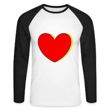 coeur rouge coeur rouge coeurs rouge Saint-Valentin - T-shirt baseball manches longues Homme - blanc/noir - Devant - Nik (191cm)