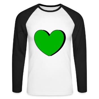 green heart green hearts couples st patrick's day - Unisex Long Sleeve Baseball T-Shirt - white/black - Front - Nik (191cm)
