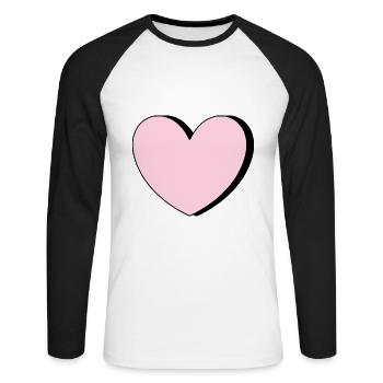 Cadeau Heart Pink pour la Saint-Valentin - T-shirt baseball manches longues Homme - blanc/noir - Devant - Nik (191cm)