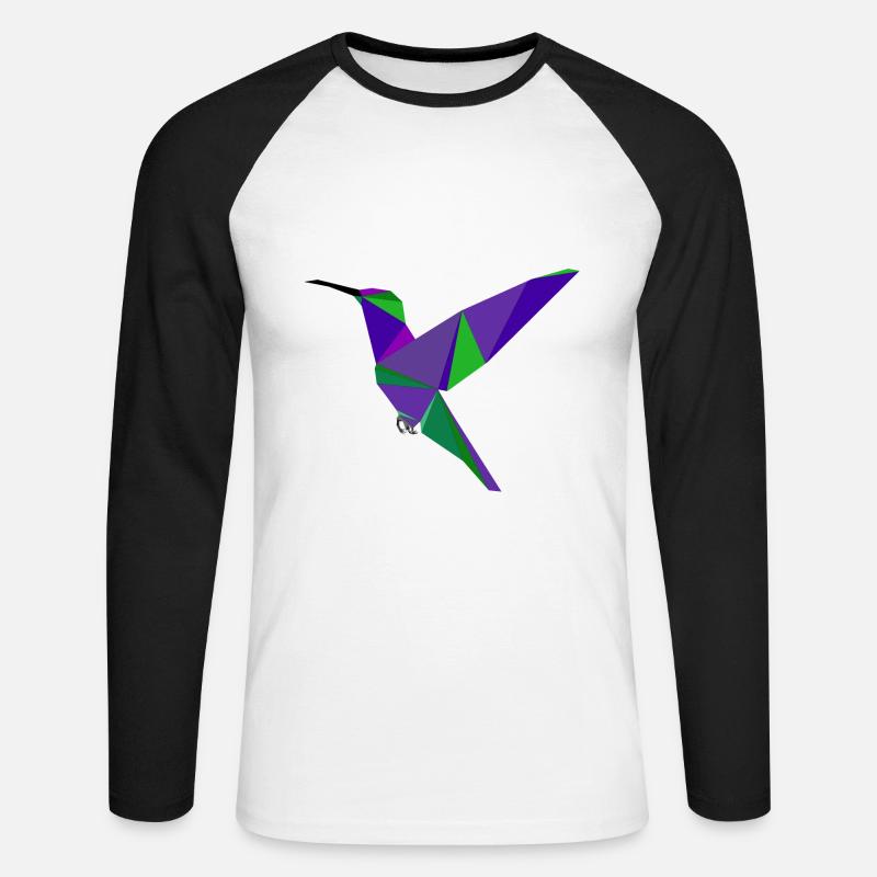 Paradiesvogel, Bunt, Farbig - Unisex Baseballshirt langarm - Weiß/Schwarz