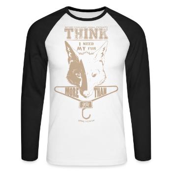 I need my fur more than you - Unisex Long Sleeve Baseball T-Shirt - white/black - Front - Nik (191cm)