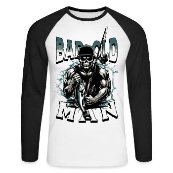 BAD OLD MAN Angler - Unisex Long Sleeve Baseball T-Shirt - white/black - Front - Nik (191cm)