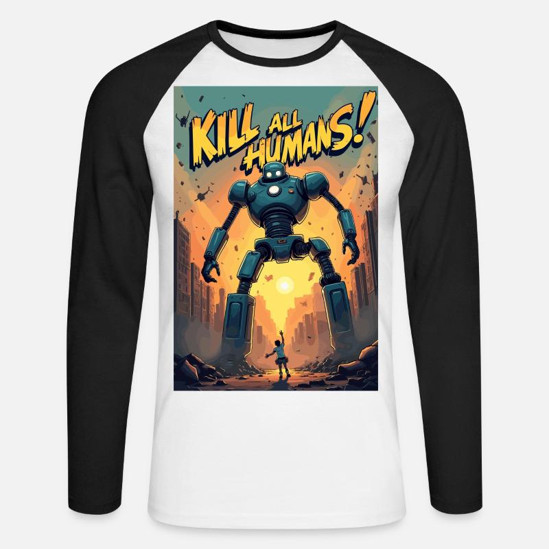 Apokalypse - Unisex Baseballshirt langarm - Weiß/Schwarz