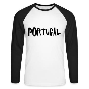 Portugal - Unisex Baseballshirt langarm - Weiß/Schwarz - Vorne - Nik (191cm)
