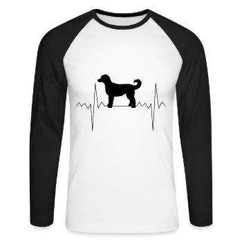 Heart rate heartbeat Labradoodle dog gift - Unisex Long Sleeve Baseball T-Shirt - white/black - Front - Nik (191cm)