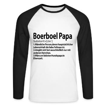 South African Boerboel Hund Papa Definition Schwar - Unisex Baseballshirt langarm - Weiß/Schwarz - Vorne - Nik (191cm)