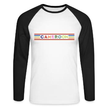 Kamerun - Unisex Baseballshirt langarm - Weiß/Schwarz - Vorne - Nik (191cm)