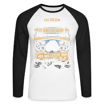 Edles Berufe-Shirt für den Betonbauer - Unisex Baseballshirt langarm - Weiß/Schwarz - Vorne - Nik (191cm)