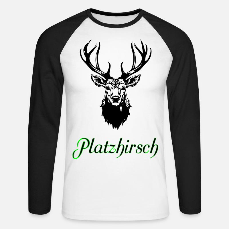 Platzhirsch - Unisex Baseballshirt langarm - Weiß/Schwarz