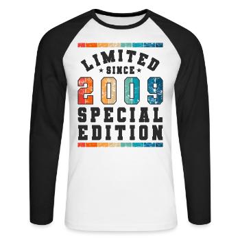 Limited Edition since 2009 Geburtstag Geschenk - Unisex Baseballshirt langarm - Weiß/Schwarz - Vorne - Nik (191cm)