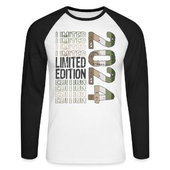 Edition limitée depuis 2024 Anniversaire Millésime 2024 - T-shirt baseball manches longues Homme - blanc/noir - Devant - Nik (191cm)