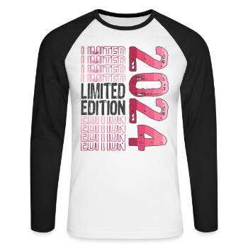 Edition limitée depuis 2024 Anniversaire Millésime 2024 - T-shirt baseball manches longues Homme - blanc/noir - Devant - Nik (191cm)