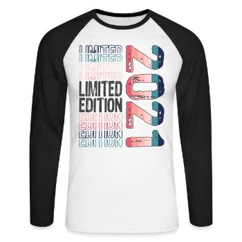 Edition limitée depuis 2021 Anniversaire Millésime 2021 - T-shirt baseball manches longues Homme - blanc/noir - Devant - Nik (191cm)