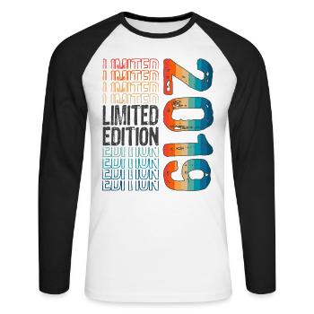 Limited Edition seit 2019 Geburtstag Vintage 2019 - Unisex Baseballshirt langarm - Weiß/Schwarz - Vorne - Nik (191cm)