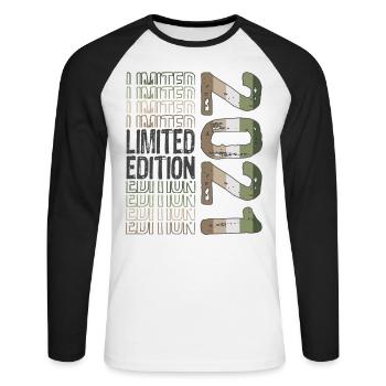 Edition limitée depuis 2021 Anniversaire Millésime 2021 - T-shirt baseball manches longues Homme - blanc/noir - Devant - Nik (191cm)