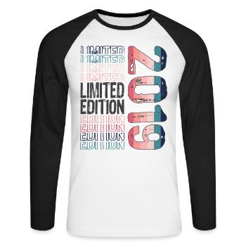 Limited Edition seit 2019 Geburtstag Vintage 2019 - Unisex Baseballshirt langarm - Weiß/Schwarz - Vorne - Nik (191cm)