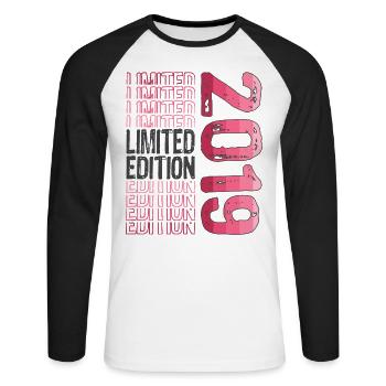 Limited Edition seit 2019 Geburtstag Vintage 2019 - Unisex Baseballshirt langarm - Weiß/Schwarz - Vorne - Nik (191cm)