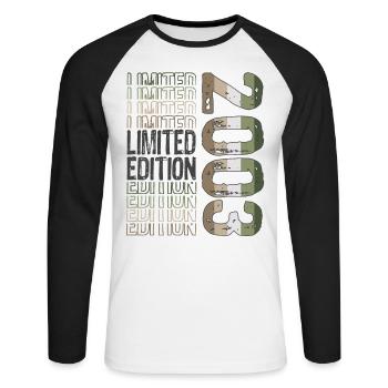 Limited Edition Since 2003 Birthday Vintage 2003 - Unisex Long Sleeve Baseball T-Shirt - white/black - Front - Nik (191cm)