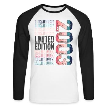 Limited Edition Since 2003 Birthday Vintage 2003 - Unisex Long Sleeve Baseball T-Shirt - white/black - Front - Nik (191cm)