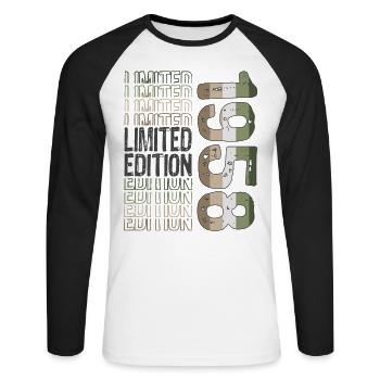 Limited Edition Since 1958 Birthday Vintage 1958 - Unisex Long Sleeve Baseball T-Shirt - white/black - Front - Nik (191cm)