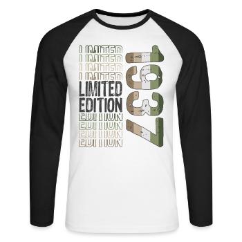 Edition limitée depuis 1937 Anniversaire Millésime 1937 - T-shirt baseball manches longues Homme - blanc/noir - Devant - Nik (191cm)