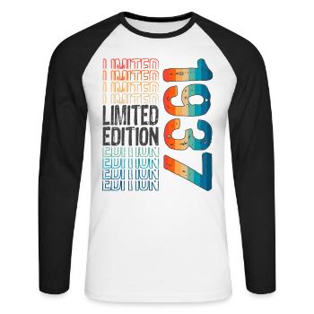 Edition limitée depuis 1937 Anniversaire Millésime 1937 - T-shirt baseball manches longues Homme - blanc/noir - Devant - Nik (191cm)