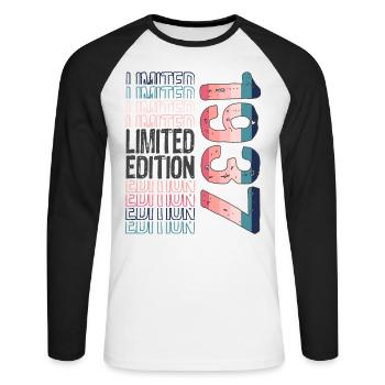 Edition limitée depuis 1937 Anniversaire Millésime 1937 - T-shirt baseball manches longues Homme - blanc/noir - Devant - Nik (191cm)