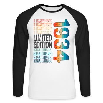 Edition Limitée Depuis 1934 Anniversaire Millésime 1934 - T-shirt baseball manches longues Homme - blanc/noir - Devant - Nik (191cm)