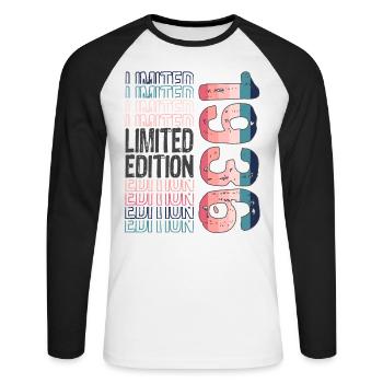 Edition limitée depuis 1936 Anniversaire Millésime 1936 - T-shirt baseball manches longues Homme - blanc/noir - Devant - Nik (191cm)