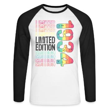 Edition Limitée Depuis 1934 Anniversaire Millésime 1934 - T-shirt baseball manches longues Homme - blanc/noir - Devant - Nik (191cm)