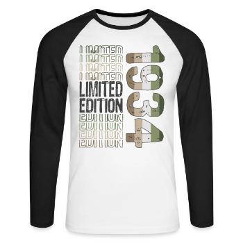 Edition Limitée Depuis 1934 Anniversaire Millésime 1934 - T-shirt baseball manches longues Homme - blanc/noir - Devant - Nik (191cm)