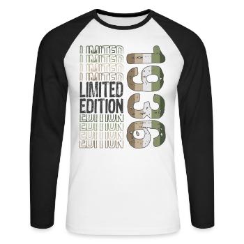 Edition limitée depuis 1936 Anniversaire Millésime 1936 - T-shirt baseball manches longues Homme - blanc/noir - Devant - Nik (191cm)