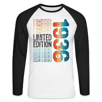 Edition limitée depuis 1936 Anniversaire Millésime 1936 - T-shirt baseball manches longues Homme - blanc/noir - Devant - Nik (191cm)