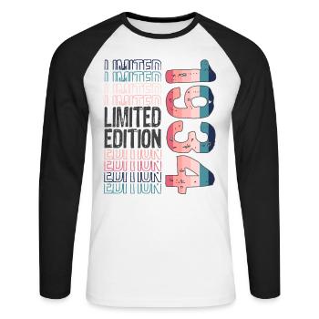 Edition Limitée Depuis 1934 Anniversaire Millésime 1934 - T-shirt baseball manches longues Homme - blanc/noir - Devant - Nik (191cm)