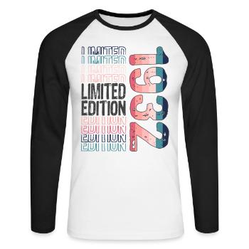 Edition limitée depuis 1932 Anniversaire Millésime 1932 - T-shirt baseball manches longues Homme - blanc/noir - Devant - Nik (191cm)