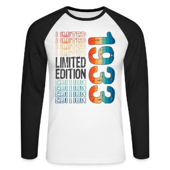 Edition limitée depuis 1933 Anniversaire Millésime 1933 - T-shirt baseball manches longues Homme - blanc/noir - Devant - Nik (191cm)
