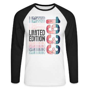 Edition limitée depuis 1933 Anniversaire Millésime 1933 - T-shirt baseball manches longues Homme - blanc/noir - Devant - Nik (191cm)
