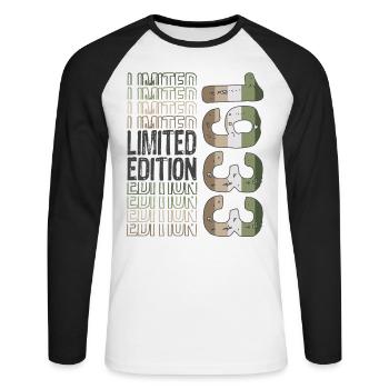 Edition limitée depuis 1933 Anniversaire Millésime 1933 - T-shirt baseball manches longues Homme - blanc/noir - Devant - Nik (191cm)