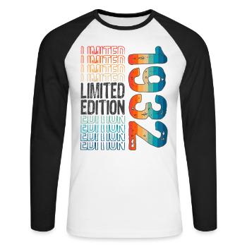Edition limitée depuis 1932 Anniversaire Millésime 1932 - T-shirt baseball manches longues Homme - blanc/noir - Devant - Nik (191cm)