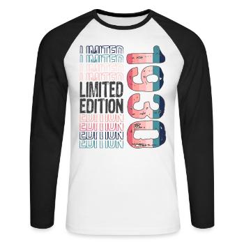 Édition limitée depuis 1930 anniversaire Vintage des années 1930 - T-shirt baseball manches longues Homme - blanc/noir - Devant - Nik (191cm)