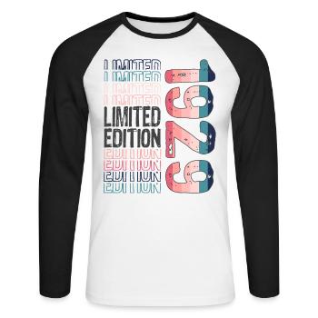 Edition limitée depuis 1929 Anniversaire Millésime 1929 - T-shirt baseball manches longues Homme - blanc/noir - Devant - Nik (191cm)